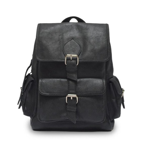 Anabaglish Handbags - Sadie Black Real Leather Backpack Anabaglish NEW